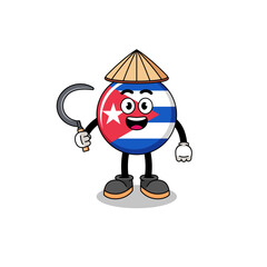 Illustration of cuba flag as an asian farmer
