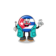 Obraz premium Illustration of cuba flag mascot as a dentist