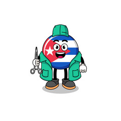 Illustration of cuba flag mascot as a surgeon