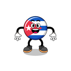 cuba flag cartoon with surprised gesture