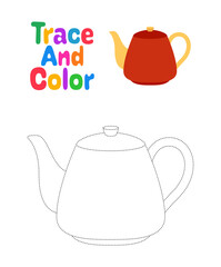 Teapot tracing worksheet for kids