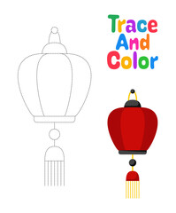 Chinese lantern tracing worksheet for kids