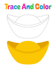 Chinese Gold Ingot tracing worksheet for kids