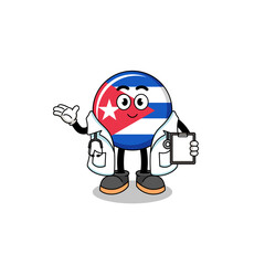 Cartoon mascot of cuba flag doctor