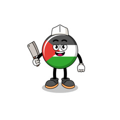 Obraz na płótnie Canvas Mascot of palestine flag as a butcher
