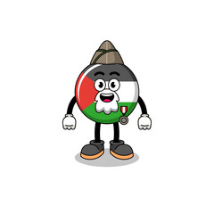 Character cartoon of palestine flag as a veteran