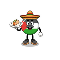 Character cartoon of palestine flag as a mexican chef