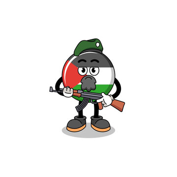 Character cartoon of palestine flag as a special force