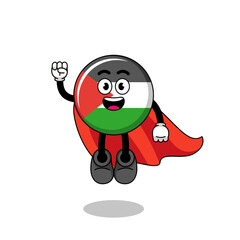 palestine flag cartoon with flying superhero