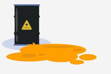 illustration Flammable liquid symbol on the chemical tank and leak, hazardous chemicals in the industry