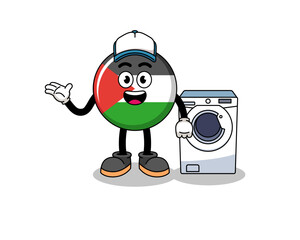 palestine flag illustration as a laundry man