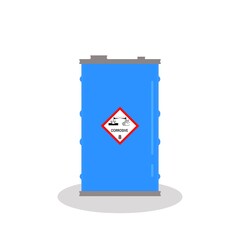 illustration corrosive liquid symbol on the chemical tank, hazardous chemicals in the industry