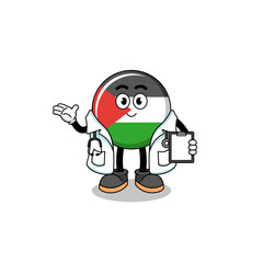 Cartoon mascot of palestine flag doctor