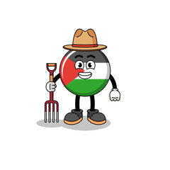 Cartoon mascot of palestine flag farmer