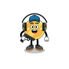 Character mascot of philippine peso doing shooting range