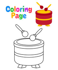 Coloring page with Chinese Drum for kids