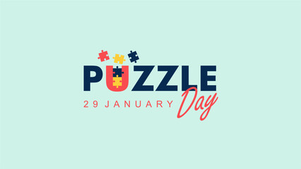 national puzzle day banner template vector stock