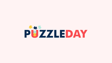 puzzle day text banner template vector stock
