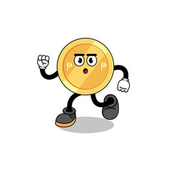 running philippine peso mascot illustration