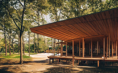 Obraz premium Modern architecture, wooden structures. sketch art for artist creativity and inspiration. generative AI