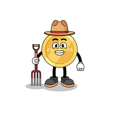 Cartoon mascot of australian dollar farmer
