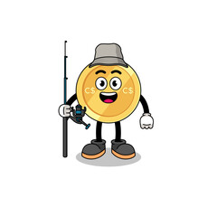 Mascot Illustration of canadian dollar fisherman