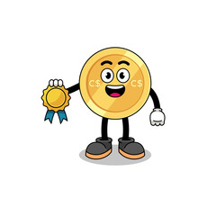 canadian dollar cartoon illustration with satisfaction guaranteed medal