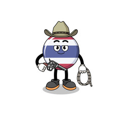 Character mascot of thailand flag as a cowboy