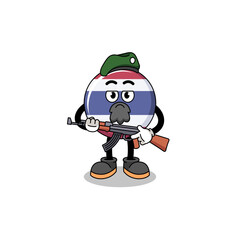 Character cartoon of thailand flag as a special force