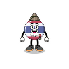 Character cartoon of thailand flag as a veteran