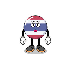 thailand flag cartoon illustration with sad face