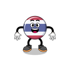 thailand flag cartoon with surprised gesture