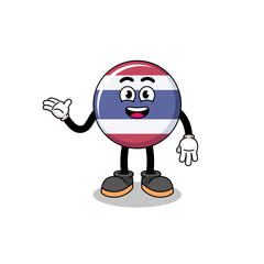 thailand flag cartoon with welcome pose