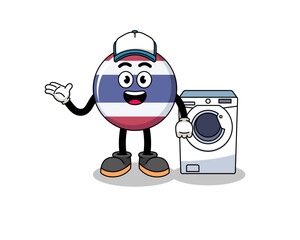 thailand flag illustration as a laundry man