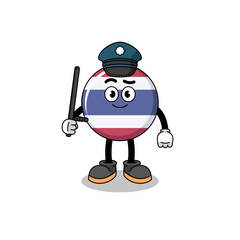 Cartoon Illustration of thailand flag police
