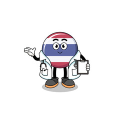 Cartoon mascot of thailand flag doctor