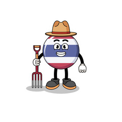 Cartoon mascot of thailand flag farmer