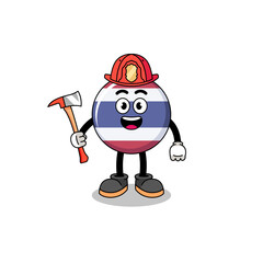 Cartoon mascot of thailand flag firefighter