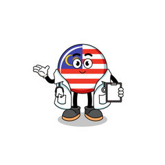 Cartoon mascot of malaysia flag doctor