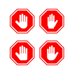 Stop icon vector for web and mobile app. stop road sign. hand stop sign and symbol. Do not enter stop red sign with hand