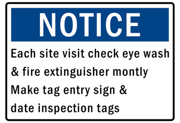 Fire hazard, fire extinguisher sign and label