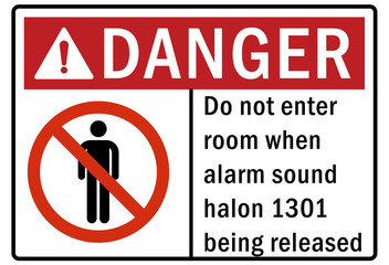 Fire hazard, fire extinguisher sign and label