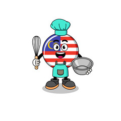 Illustration of malaysia flag as a bakery chef