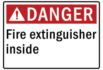 Fototapeta premium Fire hazard, fire extinguisher sign and label