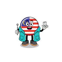 Illustration of malaysia flag mascot as a dentist