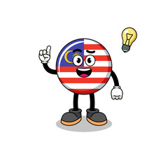 malaysia flag cartoon with get an idea pose