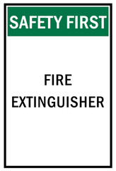 Fire hazard, fire extinguisher sign and label