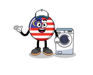 Fototapeta na wymiar malaysia flag illustration as a laundry man