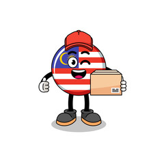 malaysia flag mascot cartoon as an courier
