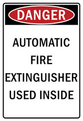 Fire hazard, Fire extinguisher sign and labels